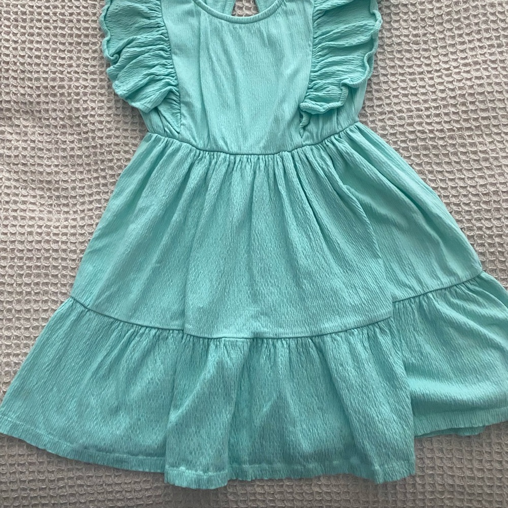 Crown & Ivy Aqua Ruffle Kids Dress